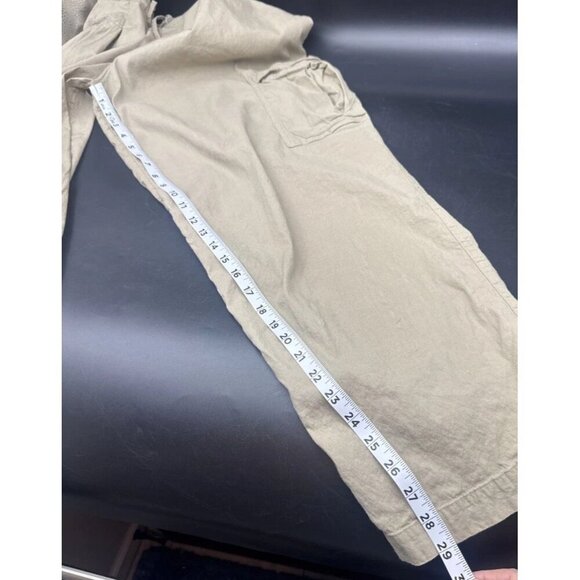 Athleta Women’s Tan Flax Paradise Mid Rise Linen Blend Pull On Cargo Pants Sz M - Picture 14 of 15